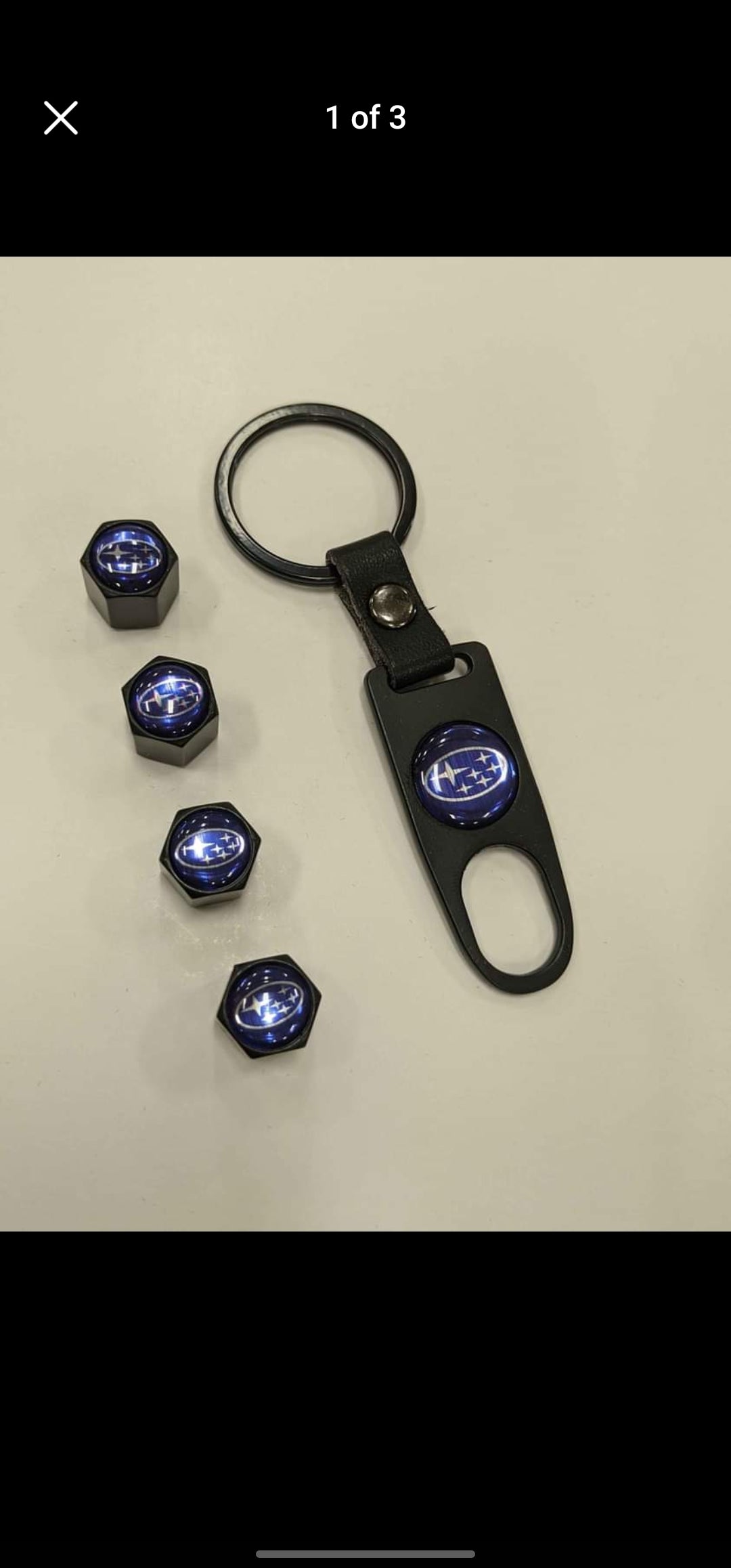 Subaru Keychain and Tire Caps