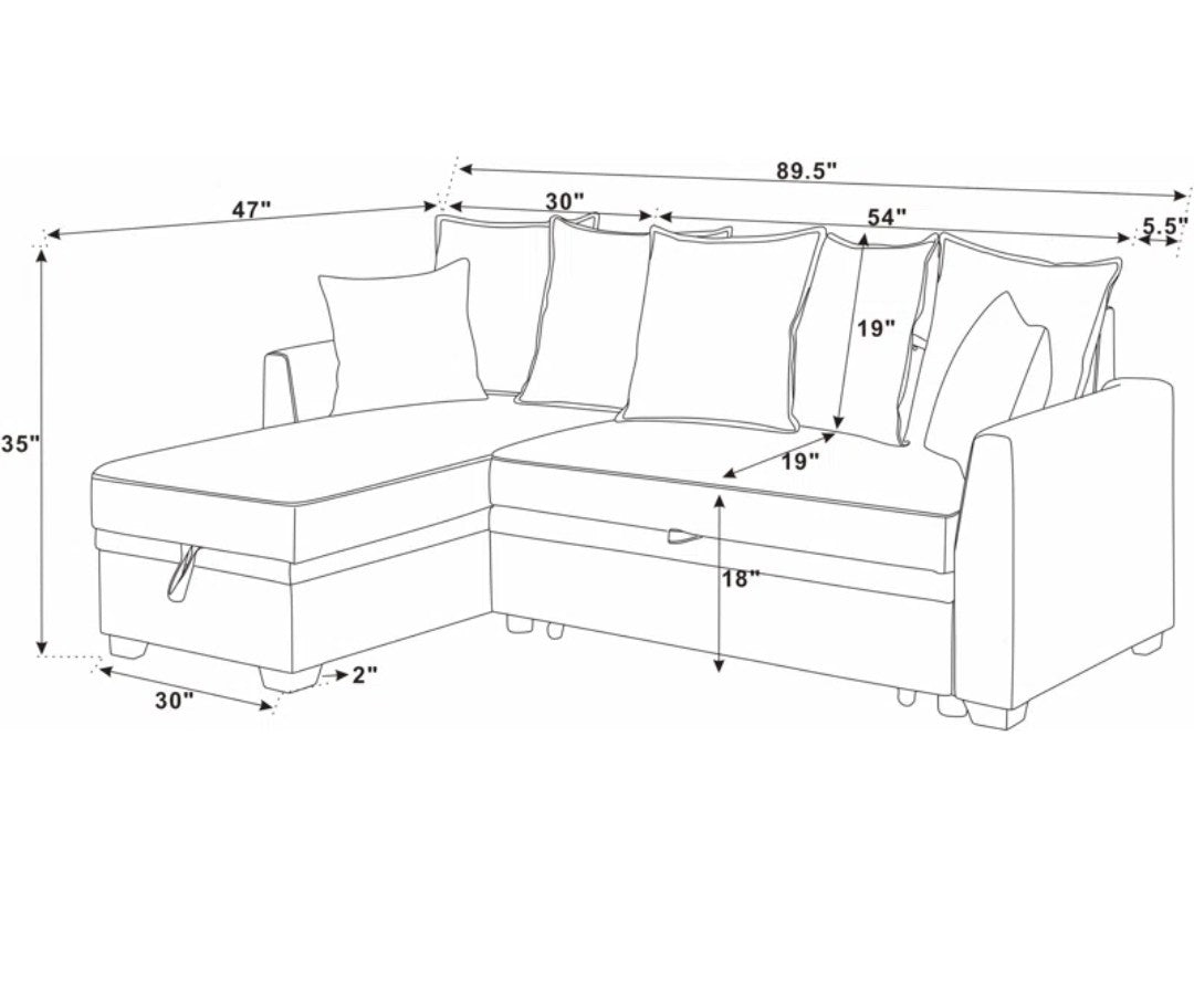 Merle Pop Up Sofa Bed with Storage