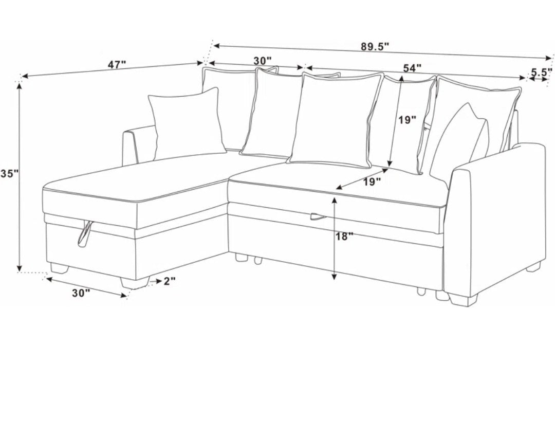 Merle Pop Up Sofa Bed with Storage