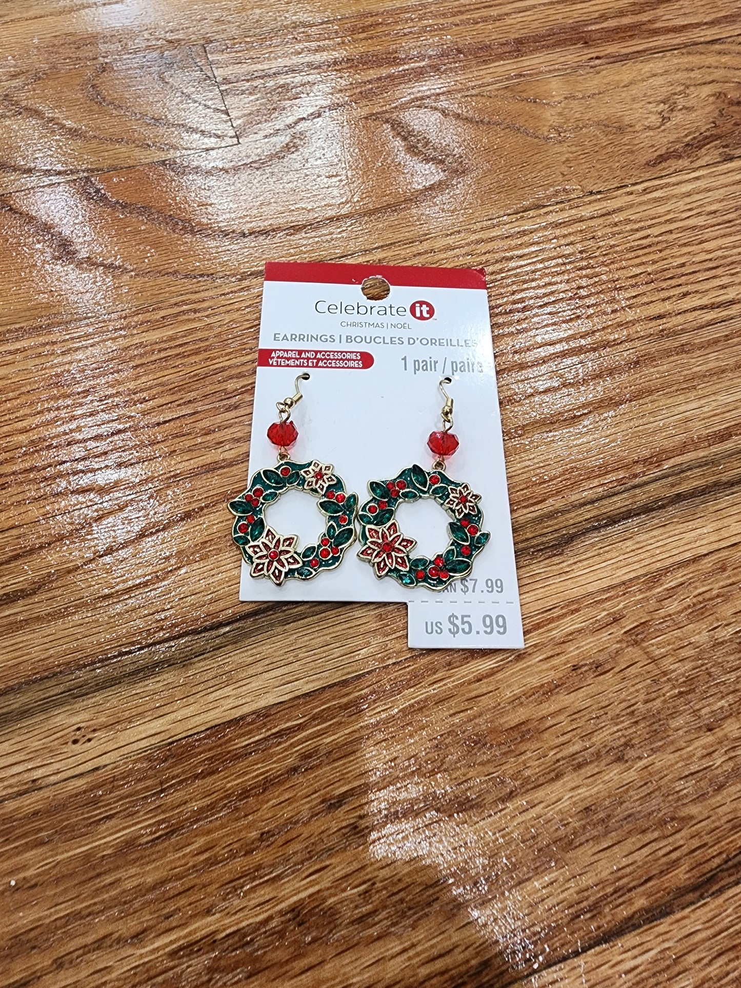 1Pair Christmas Wreath Earrings