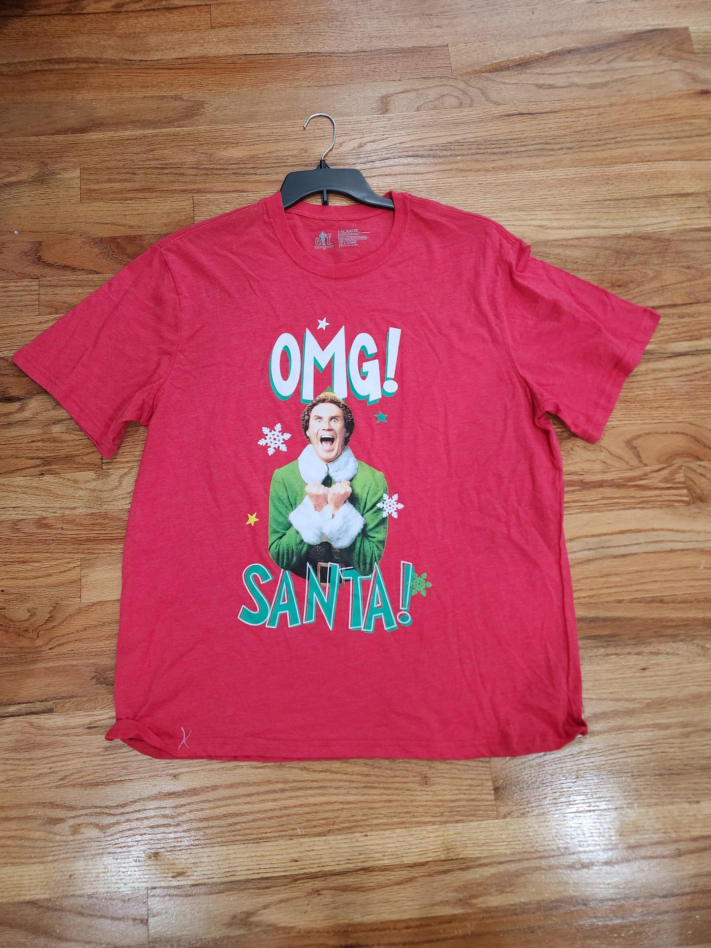 Men's Christmas Elf T Shirt OMG SANTA Size XL NWT