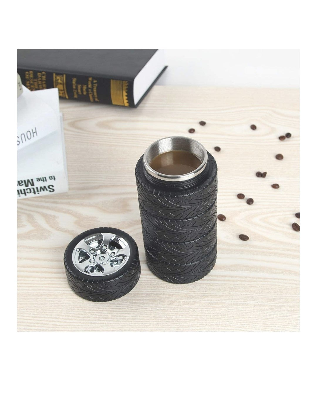 Car Tire Wheel Thermos Cup Travel Mug Tea Water Bottle Coffee Flask Cold or Hot