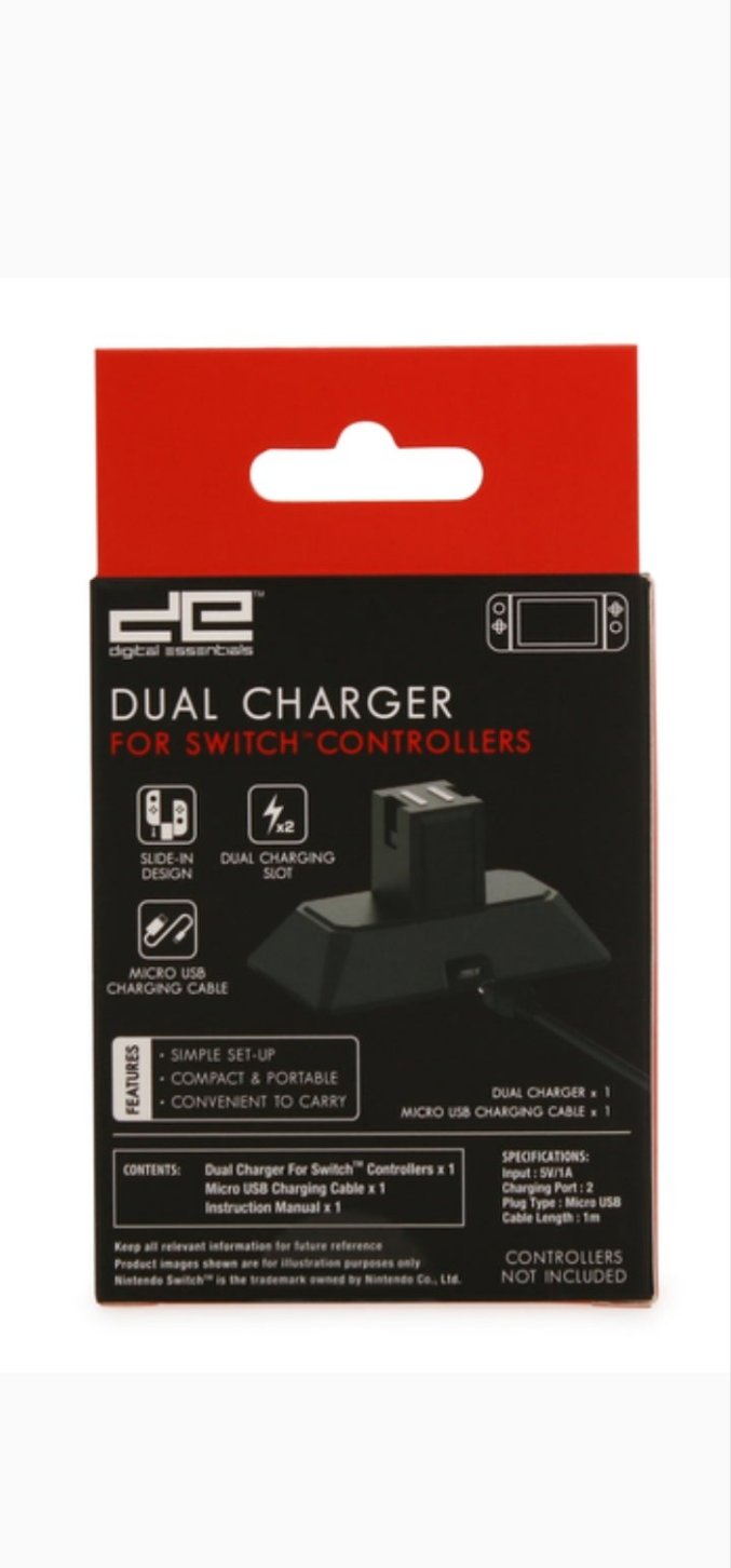 Dual Charger For Nintendo Switch Controllers- New