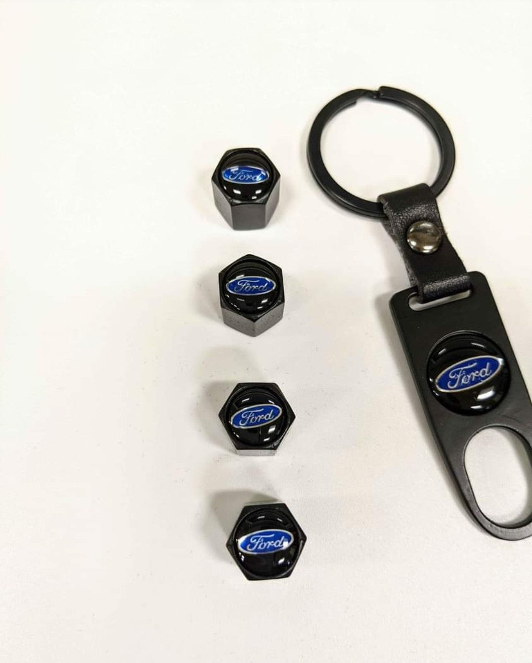 Ford Keychain and Tire Valve Air Caps