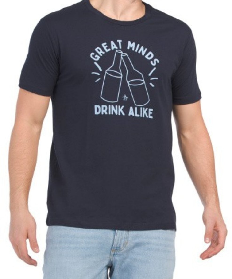 Original Penguin Great Minds Drink A Like Large T shirt