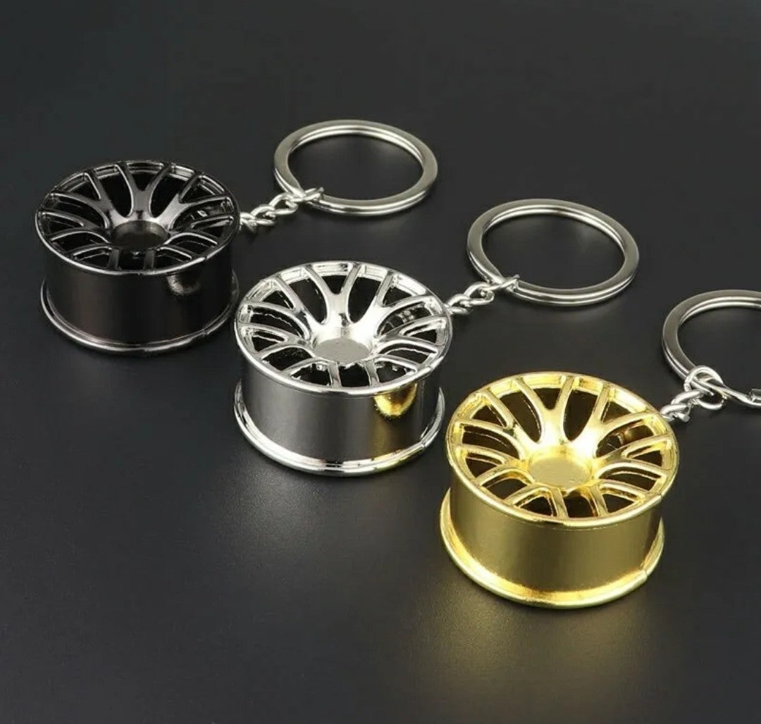 3PC Wheel Rim Keychain Automotive Part Car Gift Key Chain Ring