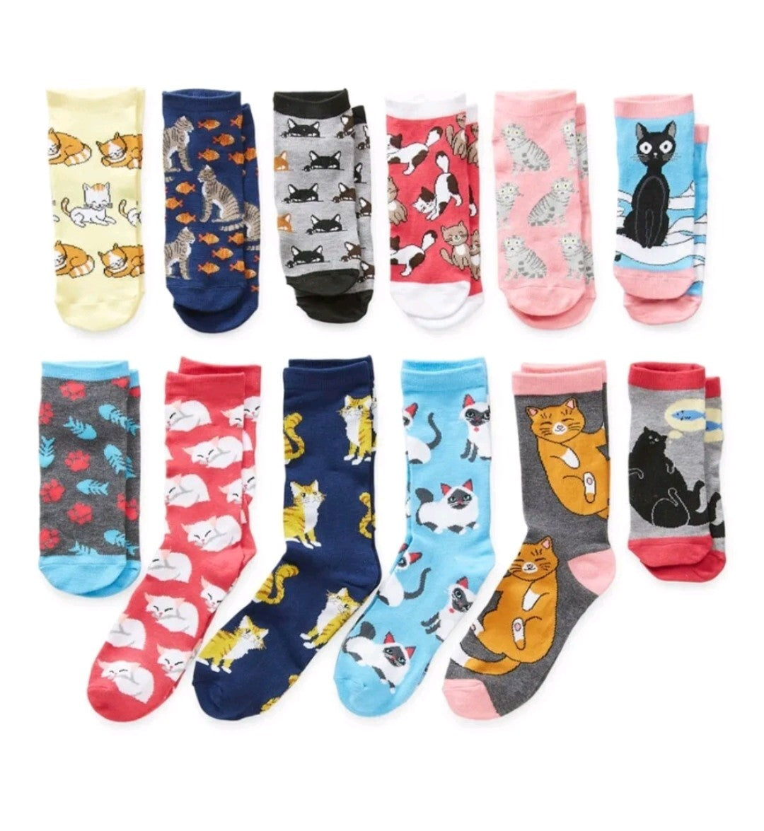 kitten Cats 12 days of Socks New shoe size 4-10