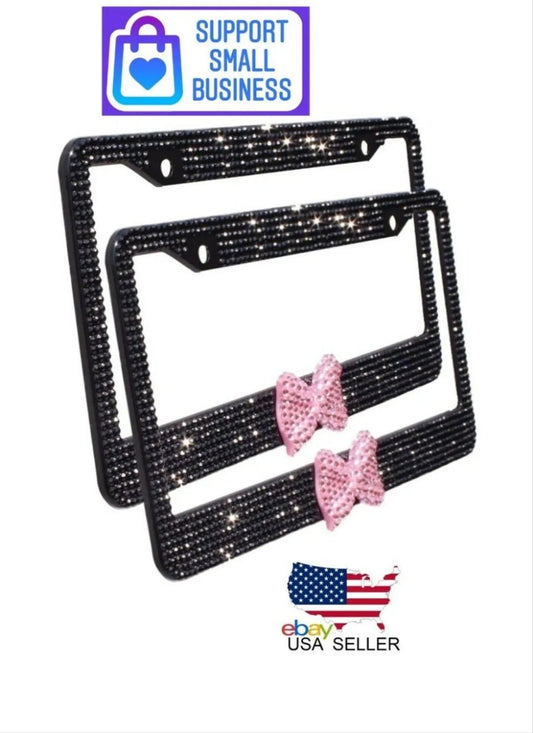 Rhinstone and Red Bowtie License Plate Frame Set 🎀