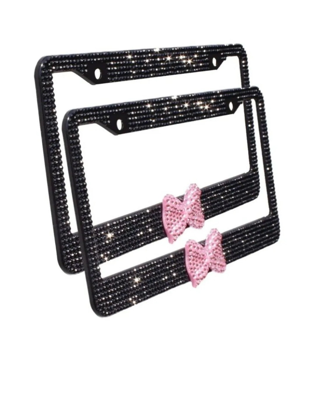 Rhinstone and Red Bowtie License Plate Frame Set 🎀