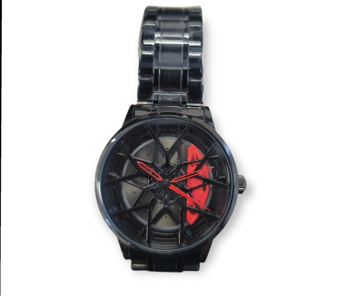 Car Rim Wheel Watch Waterproof Stainless Steel Japanese Quartz Wrist Watch