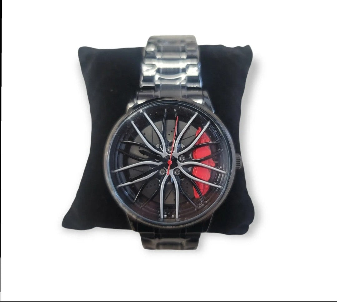 Car Rim Wheel Watch Waterproof Stainless Steel Japanese Quartz Wrist Watch