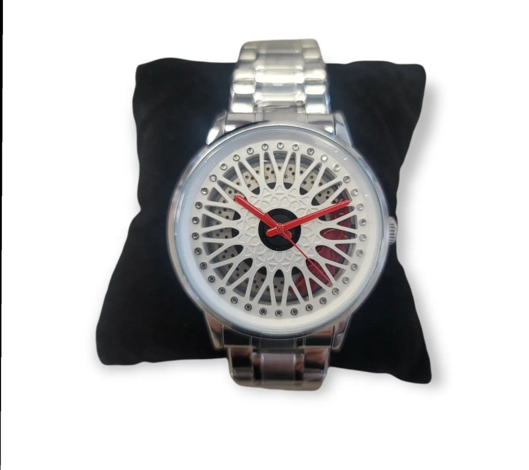 Car Rim Wheel Watch Waterproof Stainless Steel Japanese Quartz Wrist Watch