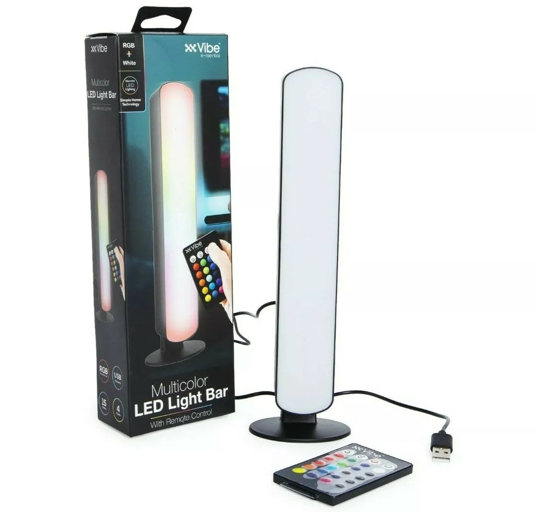 TikTok 4 Light Modes Vibe Multicolor RGB + White LED Light Bar with Remote & USB