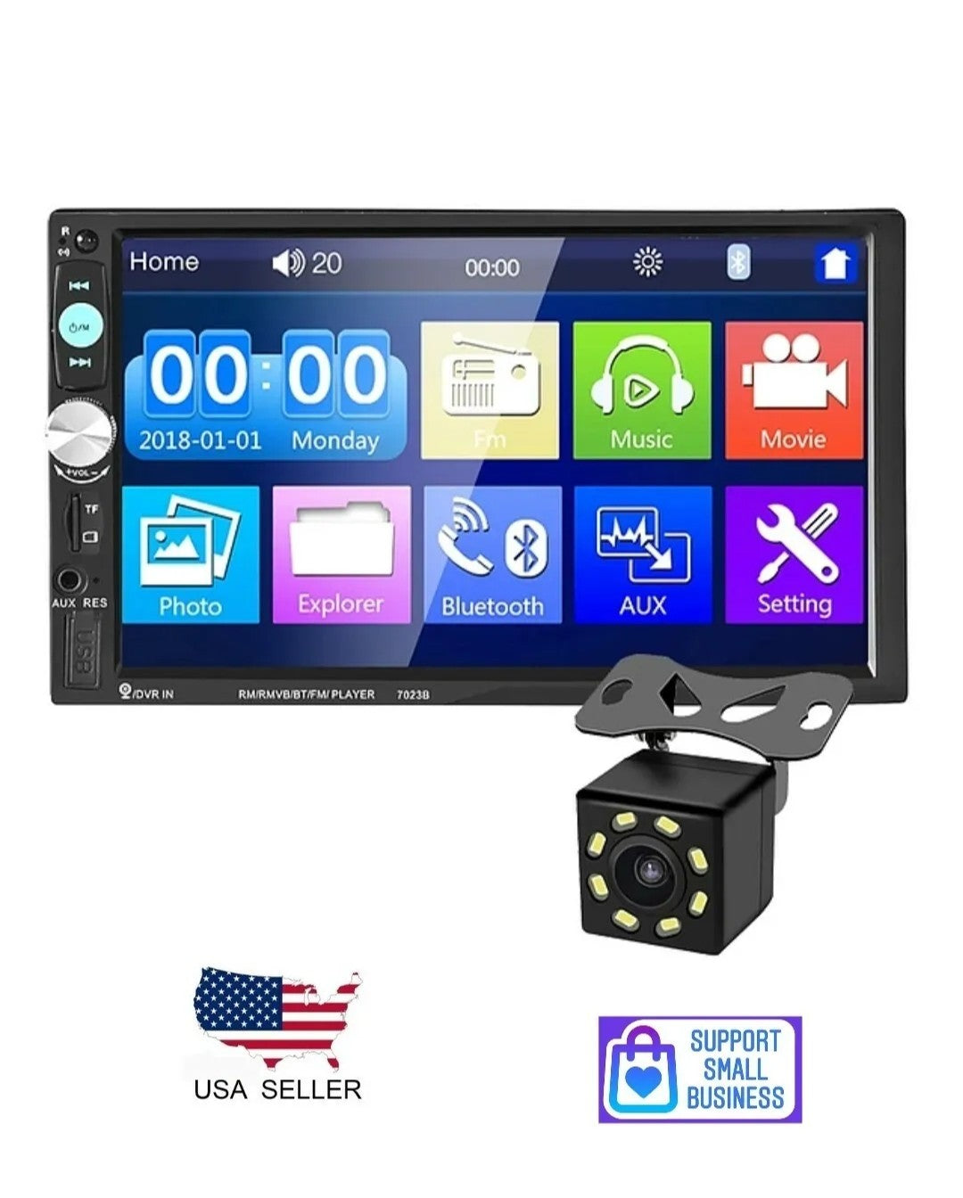 7" Touchscreen Radio Stereo Bluetooth with Rear View Camera