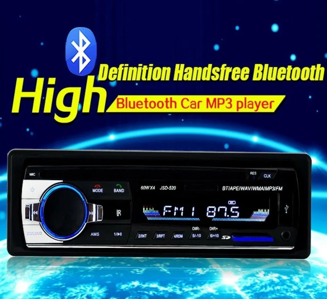 Podofo Car Radio Stereo Player V2.0 JSD-520 12V In-dash 1 Din AUX MP3 BT USB FM