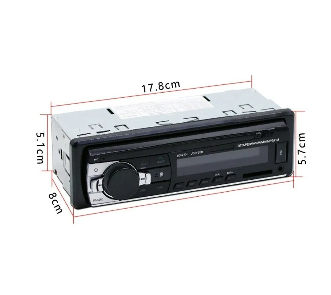 Podofo Car Radio Stereo Player V2.0 JSD-520 12V In-dash 1 Din AUX MP3 BT USB FM