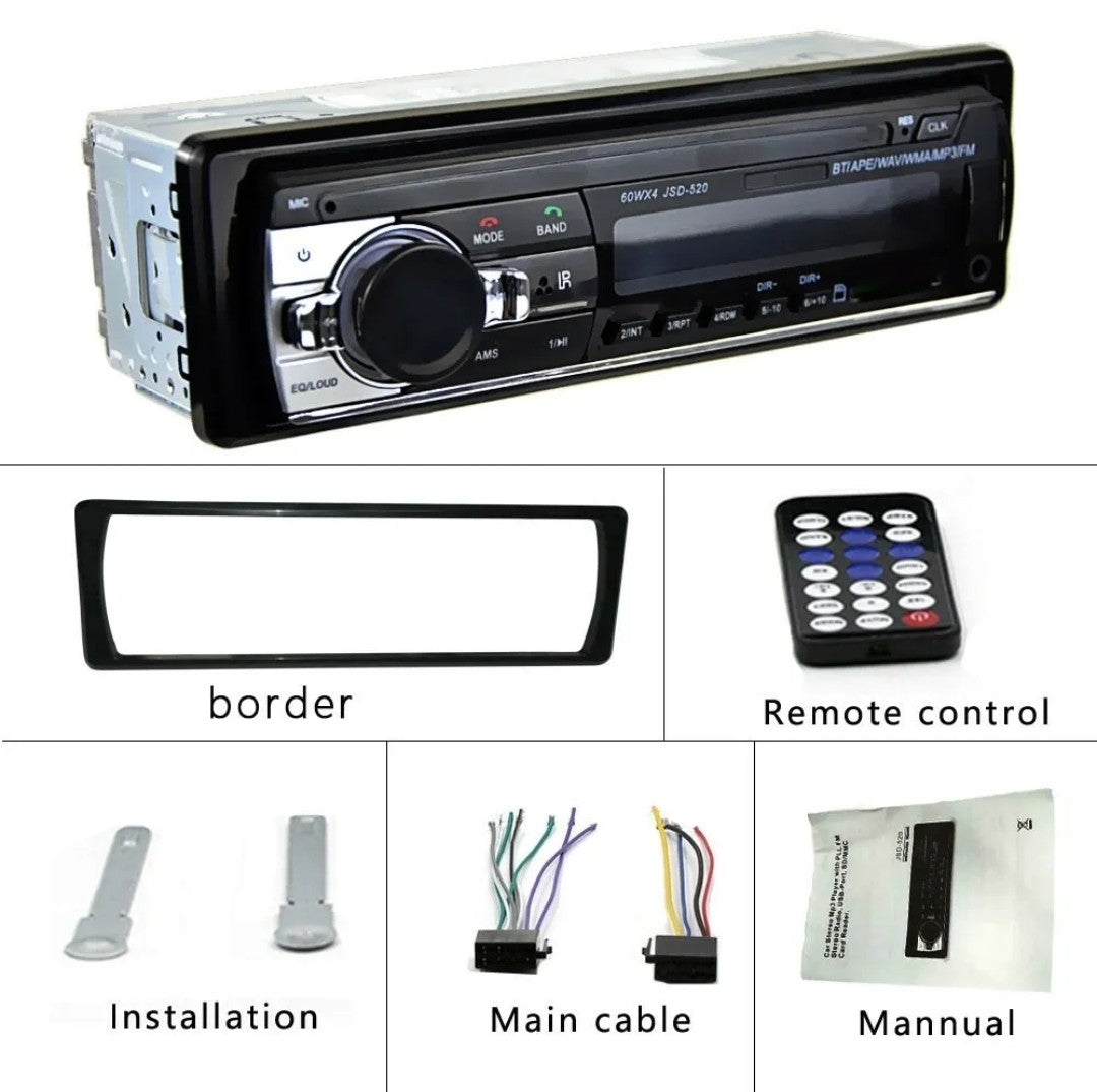 Podofo Car Radio Stereo Player V2.0 JSD-520 12V In-dash 1 Din AUX MP3 BT USB FM