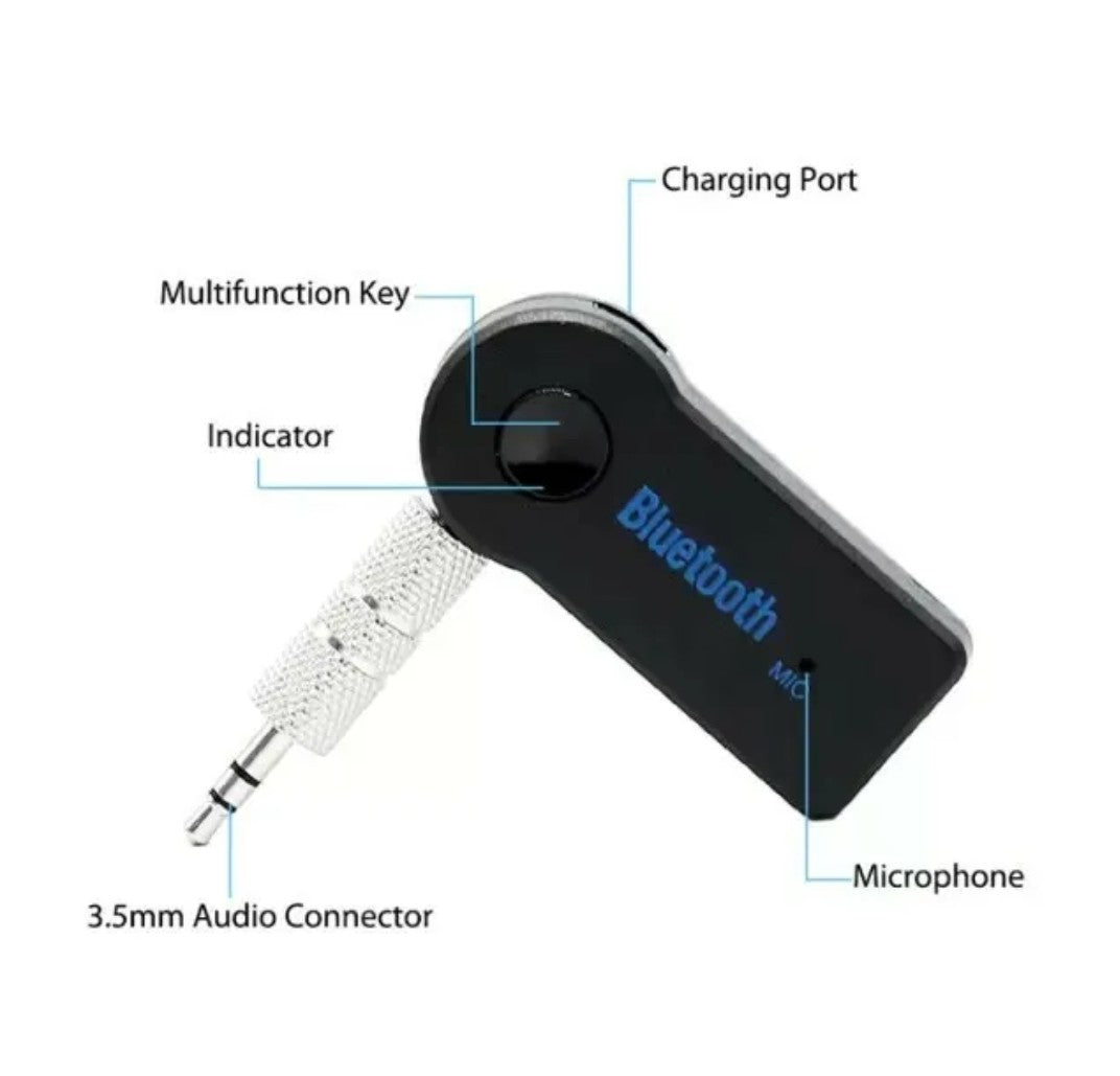 Bluetooth® Aux Auxiliary Adapter Wireless Audio Receiver w/ Built-In Mic