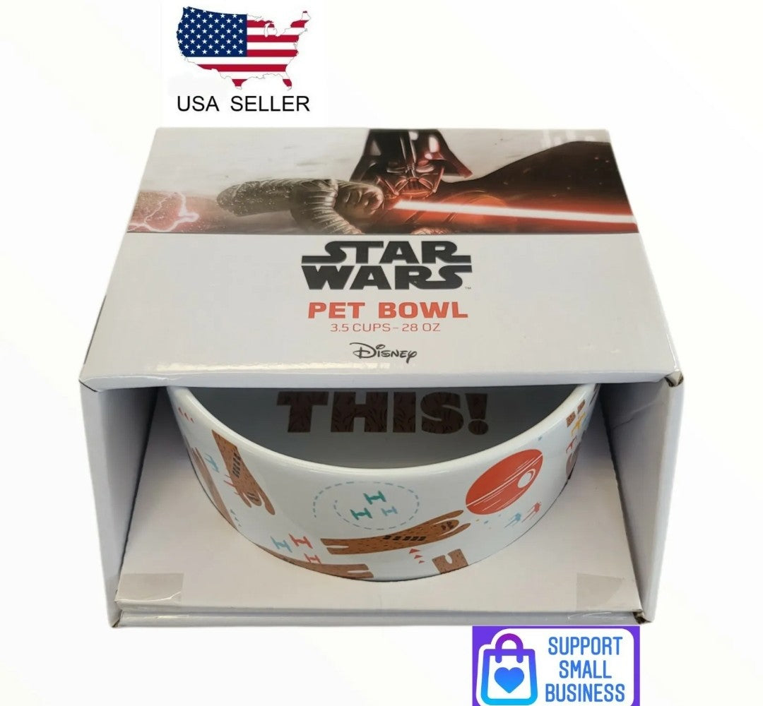 New Star Wars Chewbacca Ceramic Pet Bowl Dog or Cat 3.5 Cups/28 oz BOXED