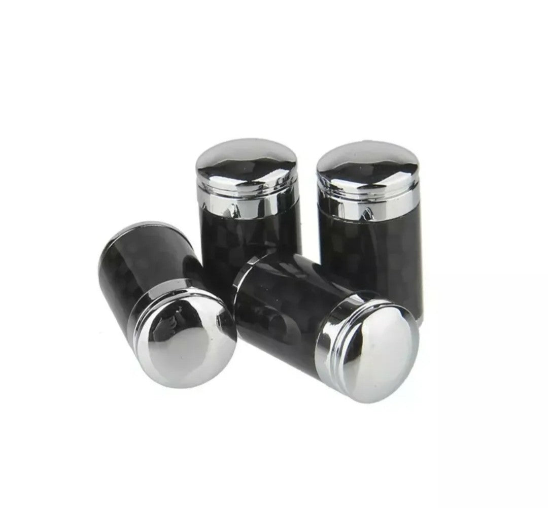 Luxury Sport Carbon Fiber Tire Air Valve Stem Caps Universal for Cars and Trucks