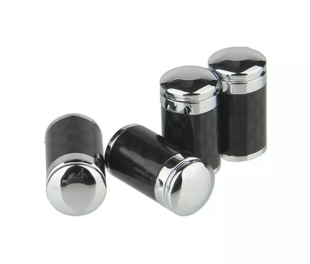 Luxury Sport Carbon Fiber Tire Air Valve Stem Caps Universal for Cars and Trucks