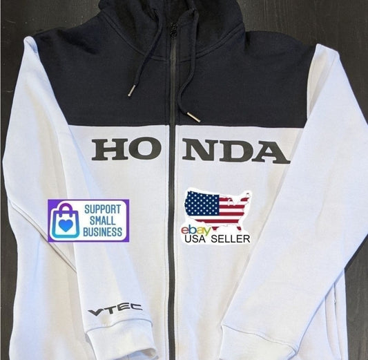 Honda Hoodie Sweat Shirt Full Zip Up Sweater