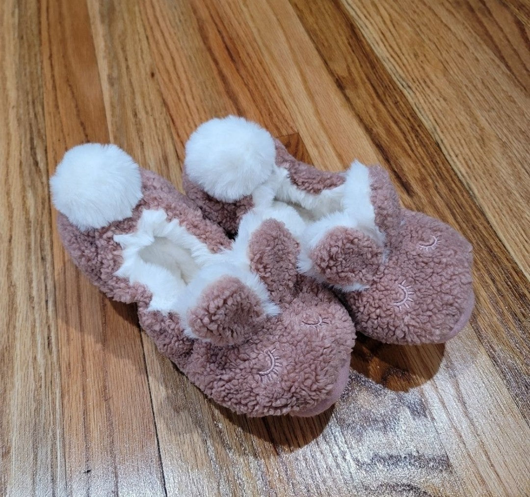 Custom Made Bunny Rabbit Ear Sherpa Lined Slip On Slippers Elastic