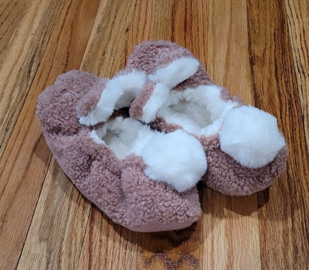 Custom Made Bunny Rabbit Ear Sherpa Lined Slip On Slippers Elastic