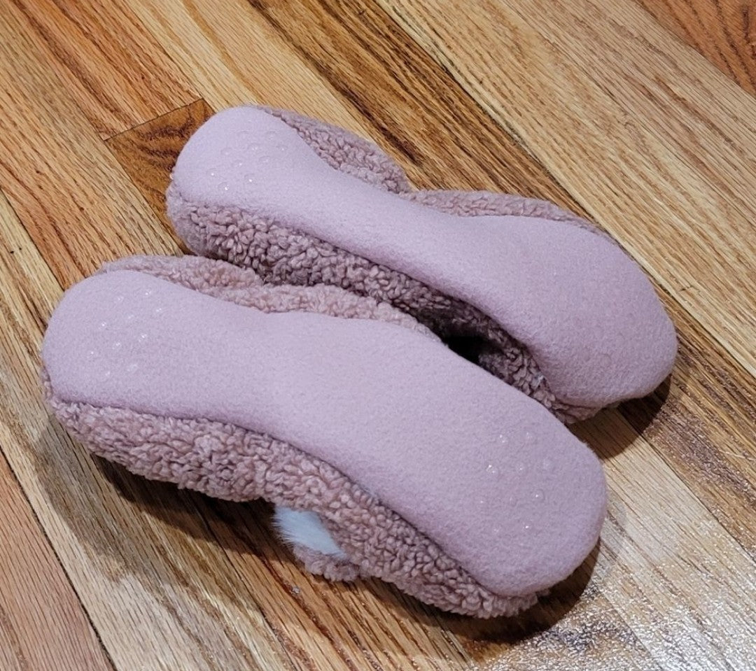 Custom Made Bunny Rabbit Ear Sherpa Lined Slip On Slippers Elastic