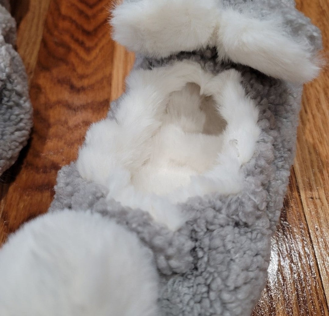 Custom Made Bunny Rabbit Ear Sherpa Lined Slip On Slippers Elastic