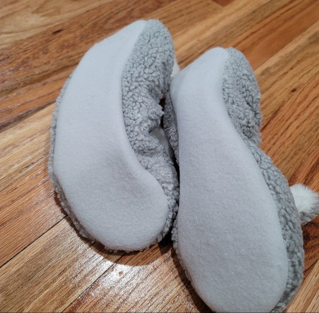 Custom Made Bunny Rabbit Ear Sherpa Lined Slip On Slippers Elastic