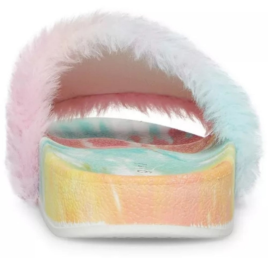 Madden Girl Fancy-F Faux-Fur Slides Light Tie Dye