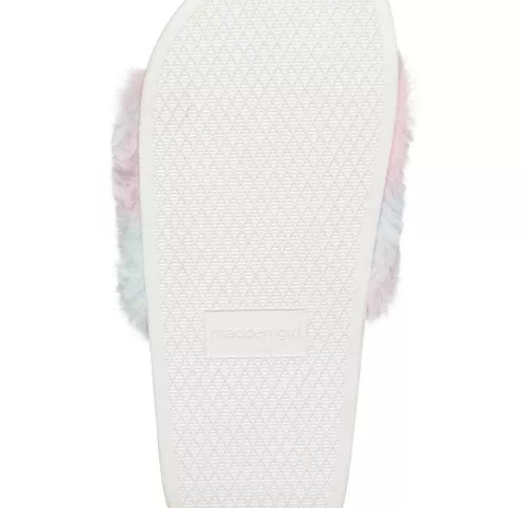 Madden Girl Fancy-F Faux-Fur Slides Light Tie Dye