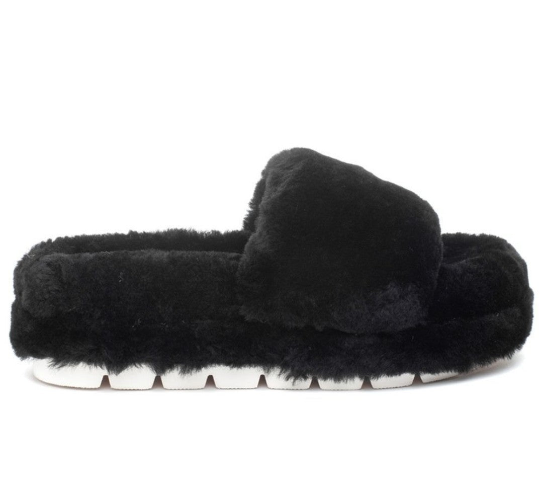 J/SLIDES BRYCE Black Shearling