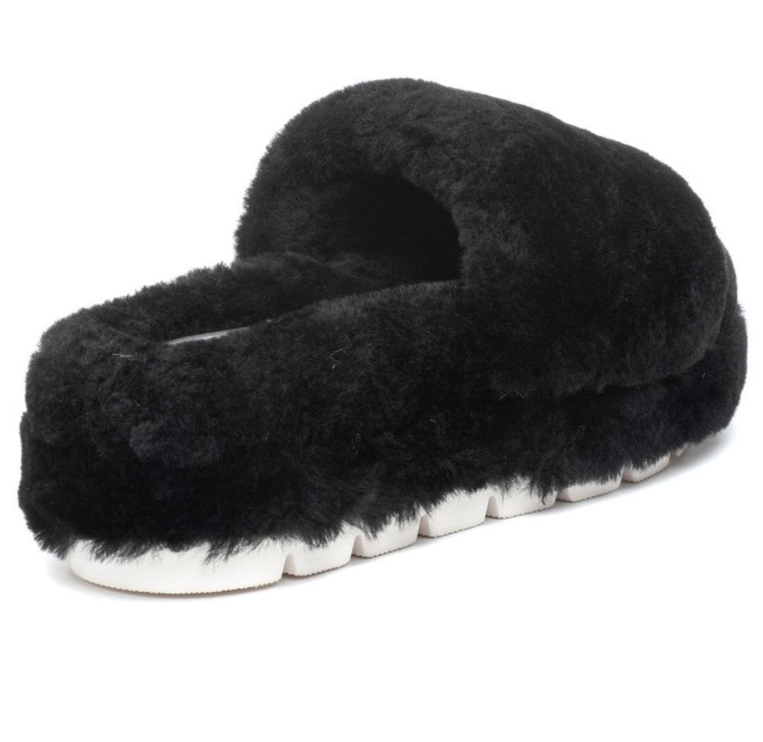 J/SLIDES BRYCE Black Shearling