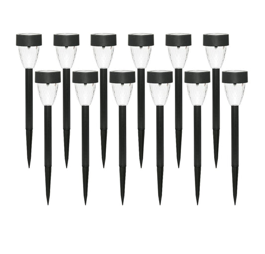 NEW Mainstays Solar Powered Black Tapered LED Path Light, 5 Lumens (12 Count)